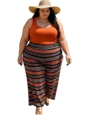 SWAK Multi Colored Wide Leg Plus Size Palazzo Pant NWOT